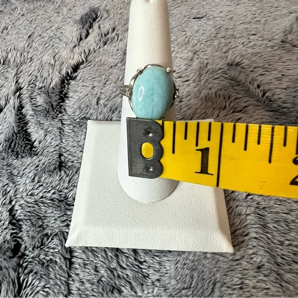 Sterling Silver Large Prong Set Turquoise Cabochon Statement Ring Size 7